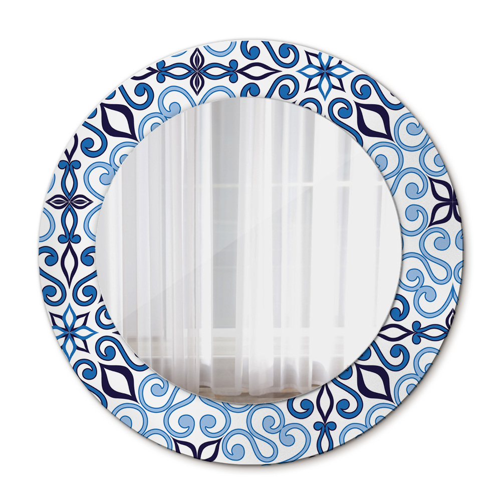 Oglinda rotunda imprimata Model de arabă albastră