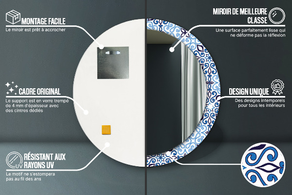 Oglinda rotunda imprimata Model de arabă albastră
