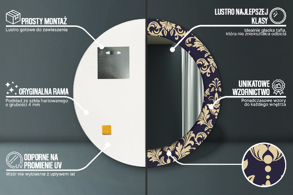 Oglinda rotunda imprimata Model floral