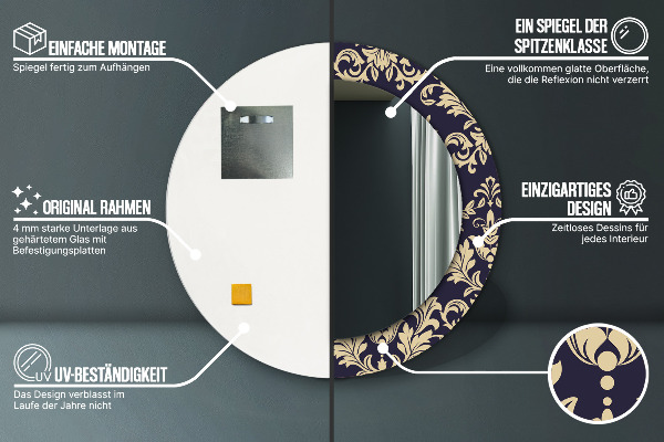 Oglinda rotunda imprimata Model floral