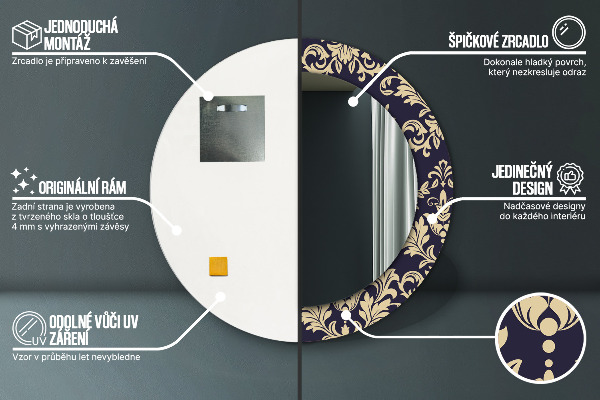 Oglinda rotunda imprimata Model floral