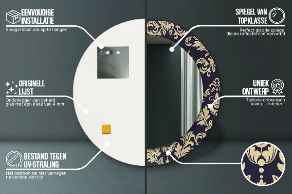 Oglinda rotunda imprimata Model floral