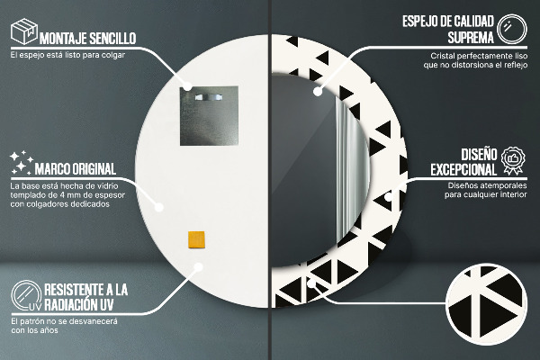 Oglinda rotunda imprimata Geometrică abstractă