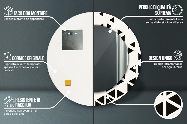 Oglinda rotunda imprimata Geometrică abstractă