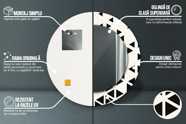 Oglinda rotunda imprimata Geometrică abstractă