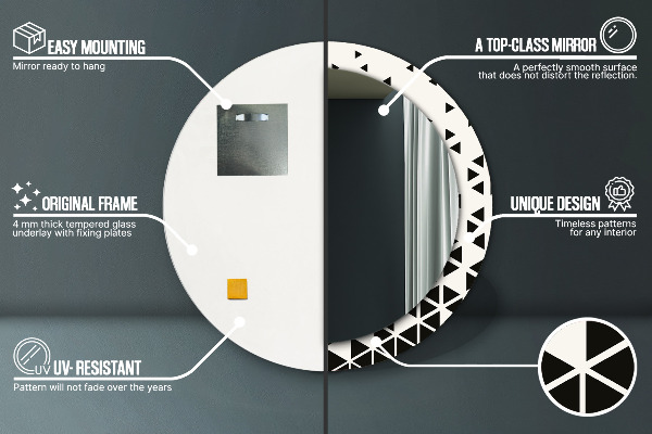 Oglinda rotunda imprimata Geometrică abstractă