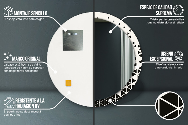 Oglinda rotunda imprimata Geometrică abstractă