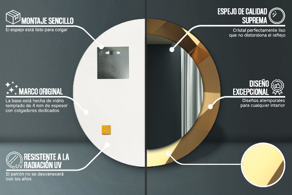 Oglinda rotunda imprimata Abstractizarea aurului
