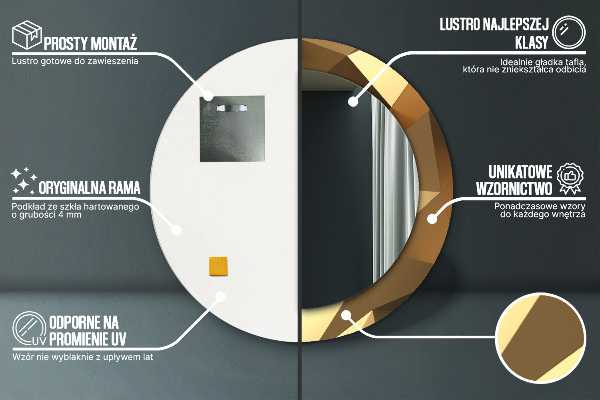 Oglinda rotunda imprimata Abstractizarea aurului