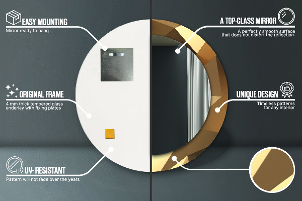 Oglinda rotunda imprimata Abstractizarea aurului