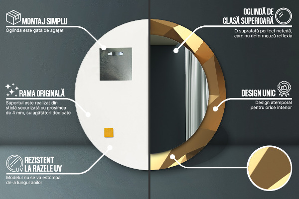 Oglinda rotunda imprimata Abstractizarea aurului