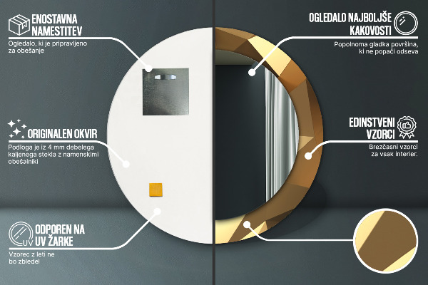 Oglinda rotunda imprimata Abstractizarea aurului