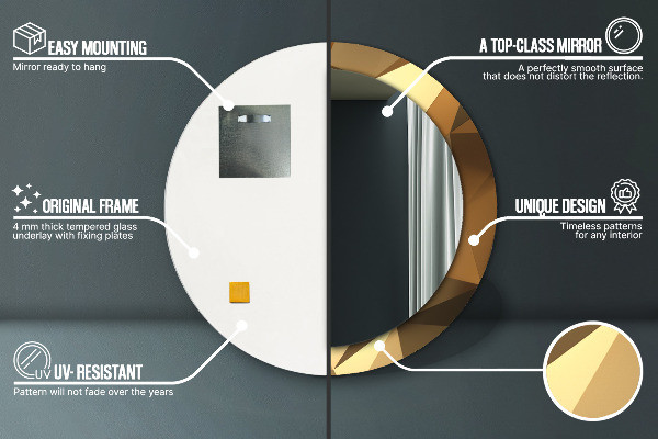 Oglinda rotunda imprimata Abstractizarea aurului
