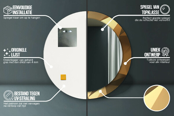 Oglinda rotunda imprimata Abstractizarea aurului
