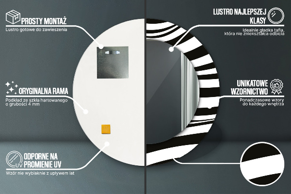 Oglinda cu decor rotunda Valul abstract