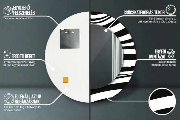 Oglinda cu decor rotunda Valul abstract