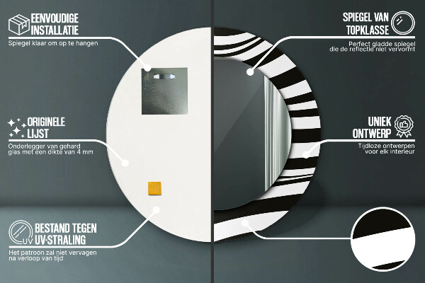 Oglinda cu decor rotunda Valul abstract