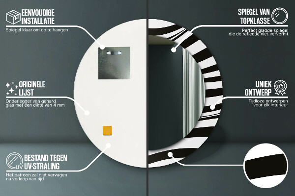 Oglinda cu decor rotunda Valul abstract