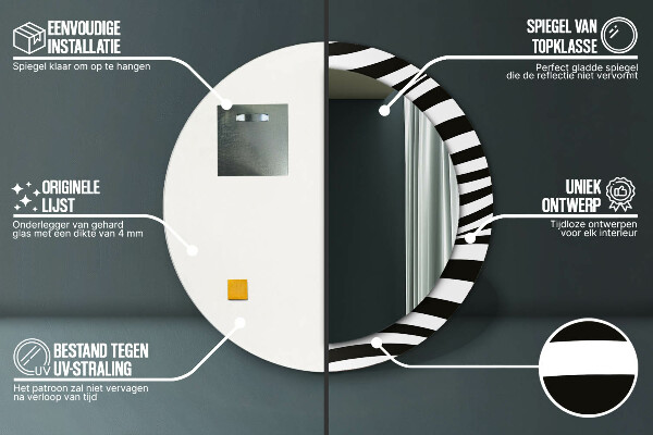 Oglinda cu decor rotunda Valul abstract