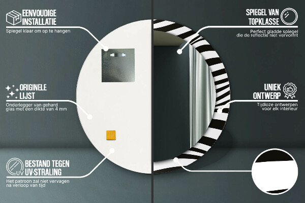 Oglinda cu decor rotunda Valul abstract