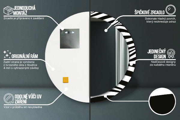 Oglinda cu decor rotunda Valul abstract