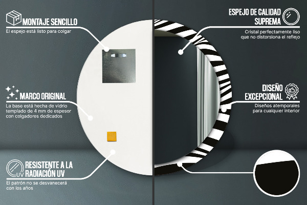 Oglinda cu decor rotunda Valul abstract