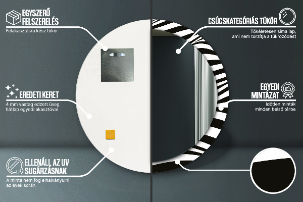 Oglinda cu decor rotunda Valul abstract