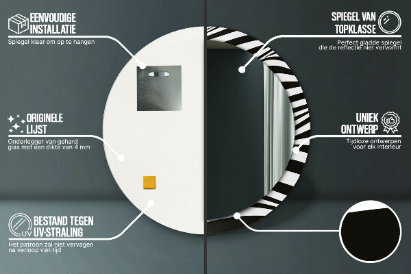 Oglinda cu decor rotunda Valul abstract