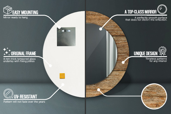 Oglinda cu decor rotunda Lemn vechi