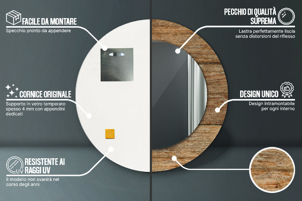 Oglinda cu decor rotunda Lemn vechi