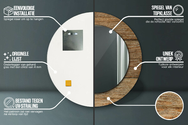 Oglinda cu decor rotunda Lemn vechi