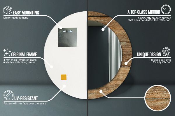 Oglinda cu decor rotunda Lemn vechi