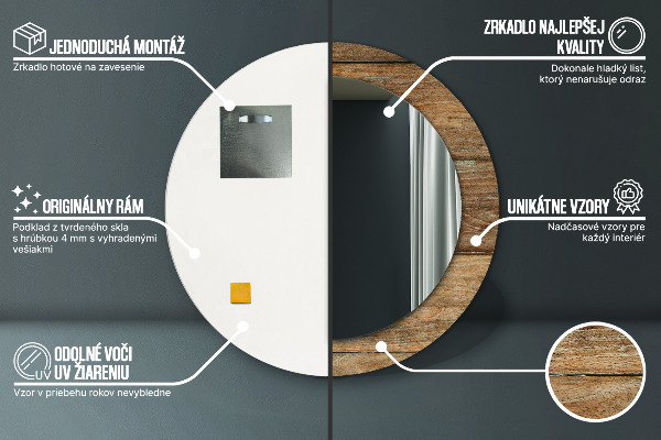 Oglinda cu decor rotunda Lemn vechi