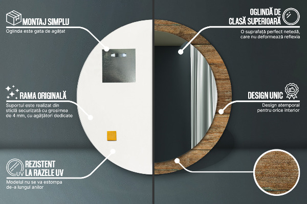 Oglinda cu decor rotunda Lemn vechi