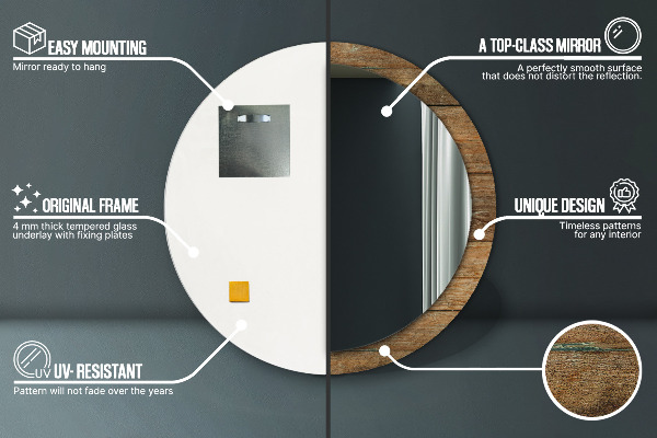 Oglinda cu decor rotunda Lemn vechi