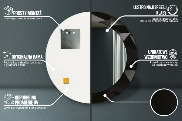 Decoratiuni perete cu oglinda Negru abstract