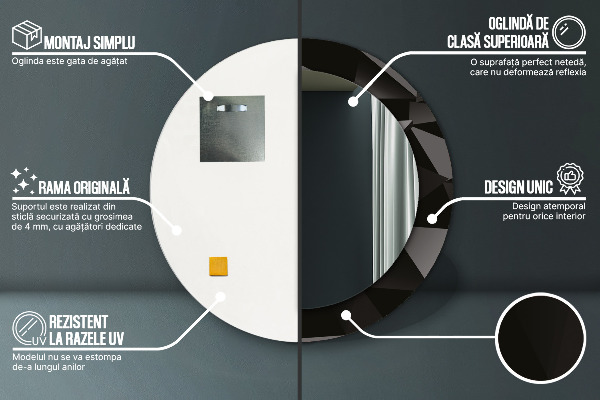 Decoratiuni perete cu oglinda Negru abstract