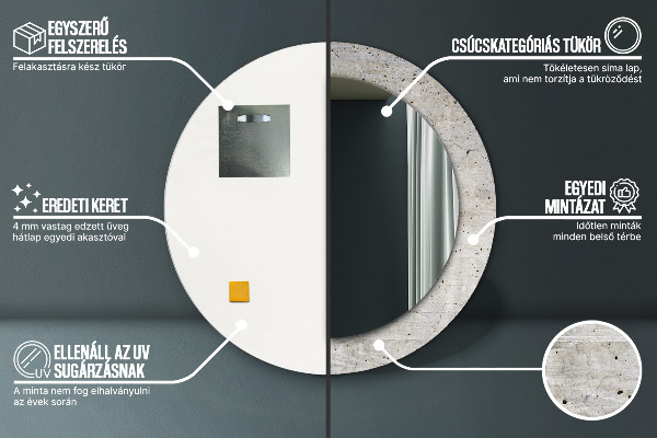 Decoratiuni perete cu oglinda Beton gri