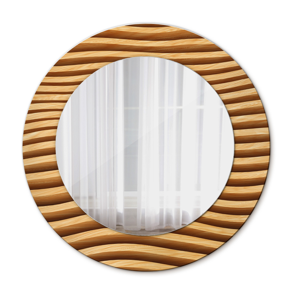 Oglinda rotunda imprimata Val din lemn