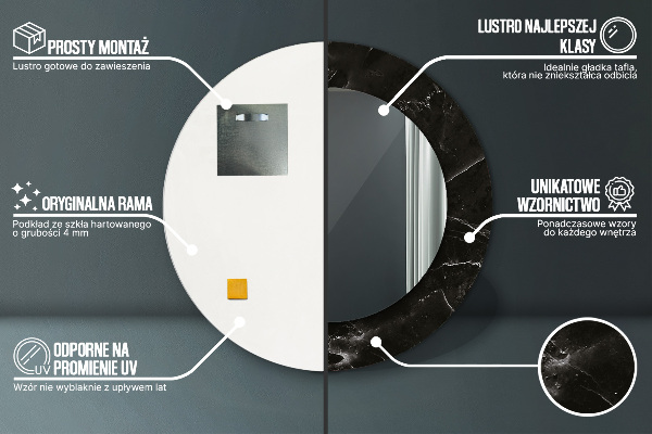 Oglinda rotunda imprimata Piatră de marmură