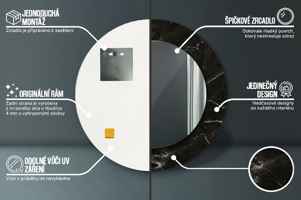 Oglinda rotunda imprimata Piatră de marmură