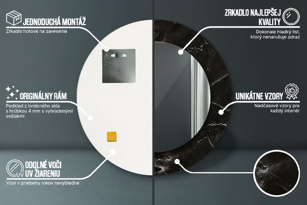 Oglinda rotunda imprimata Piatră de marmură