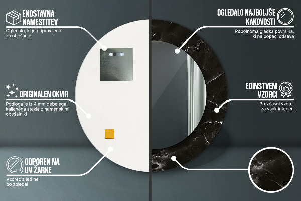 Oglinda rotunda imprimata Piatră de marmură
