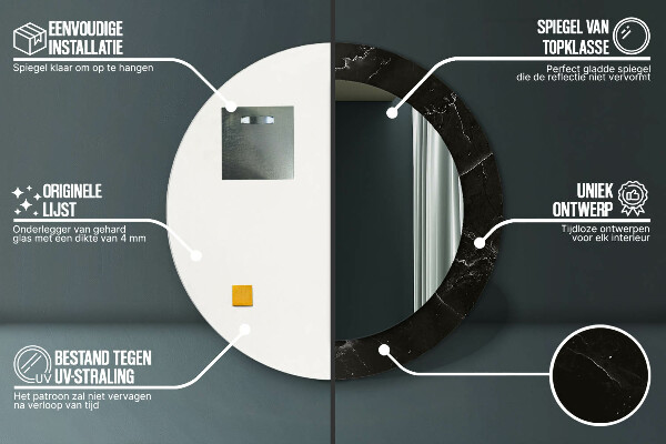 Oglinda rotunda imprimata Piatră de marmură