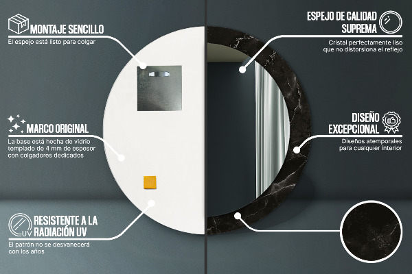 Oglinda rotunda imprimata Piatră de marmură