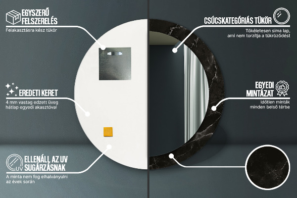Oglinda rotunda imprimata Piatră de marmură