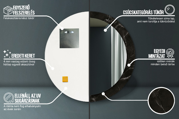 Oglinda rotunda imprimata Piatră de marmură