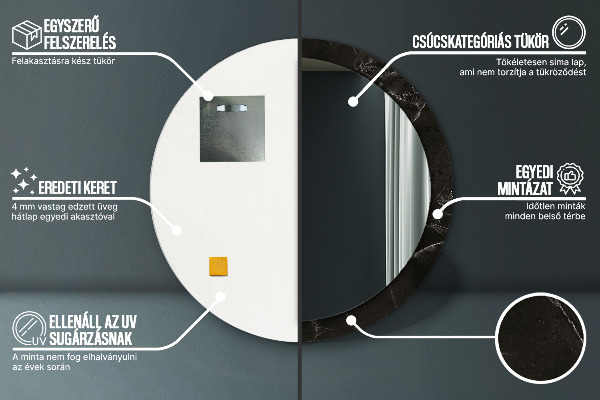 Oglinda rotunda imprimata Piatră de marmură