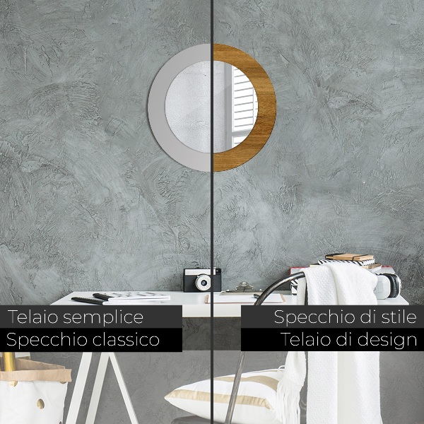 Oglinda rotunda imprimata Stejar rustic