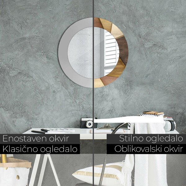 Oglinda cu decor rotunda Lemn 3d geometric